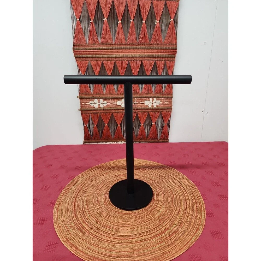 T-Shaped Hand Towel Holder Black Metal Freestanding Non-Slip Base Minimalist EUC
